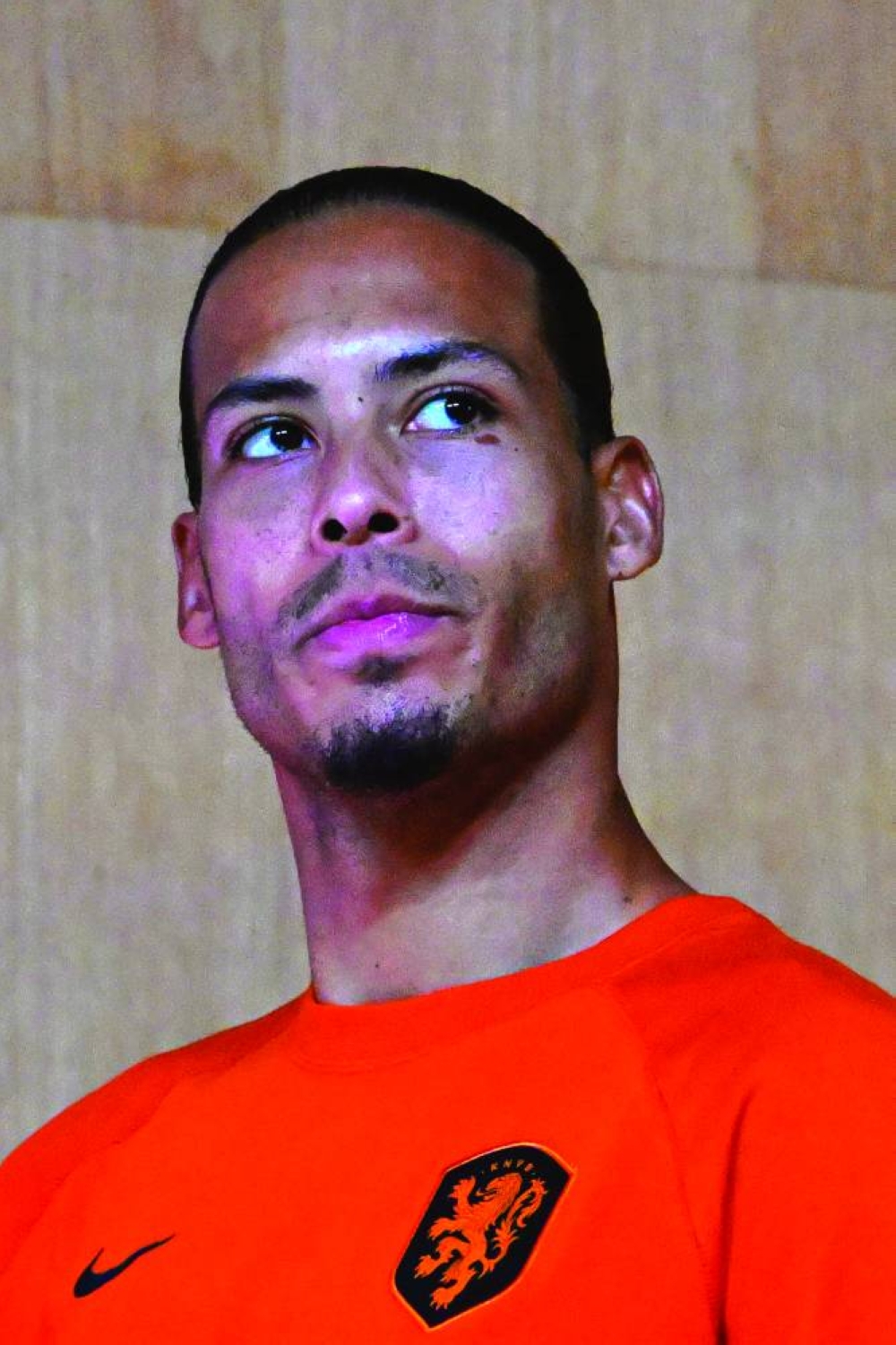 Netherlands’ defender Virgil van Dijk attends a press conference in Doha. (AFP)