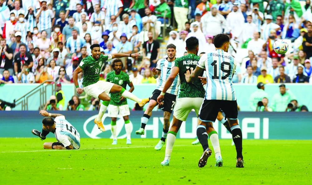 Saudi Arabia's Salem al-Dawsari scores their second goal (REUTERS)