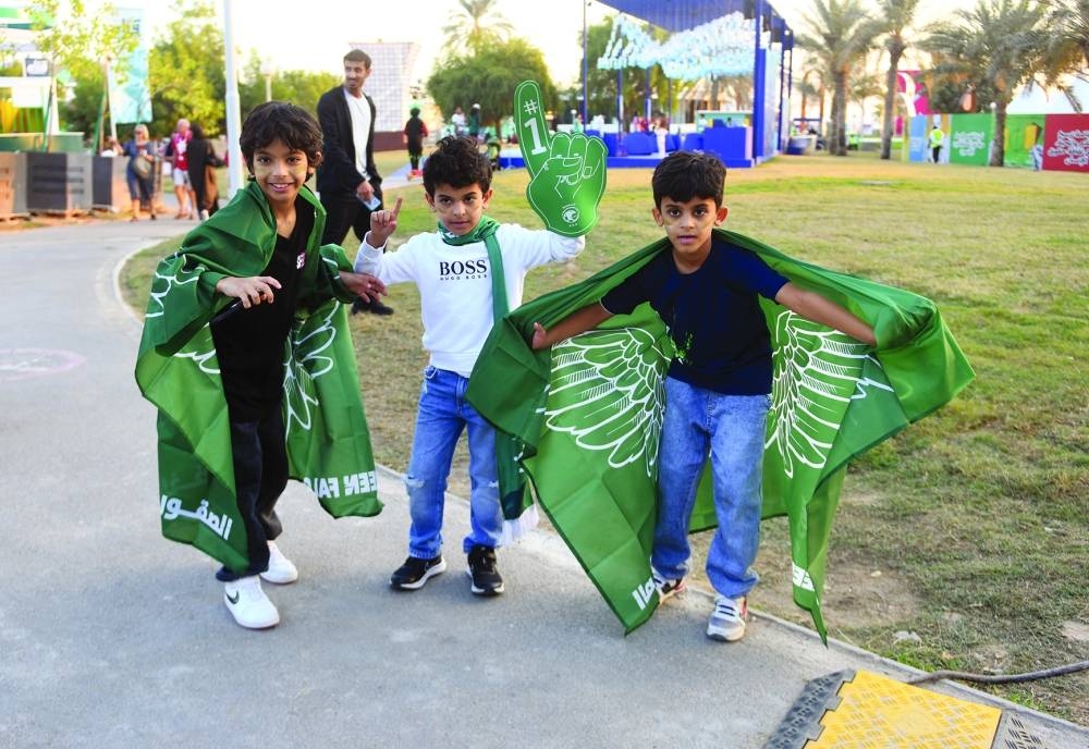 Young fans at Saudi House. PICTURE: Shemeer Rasheed