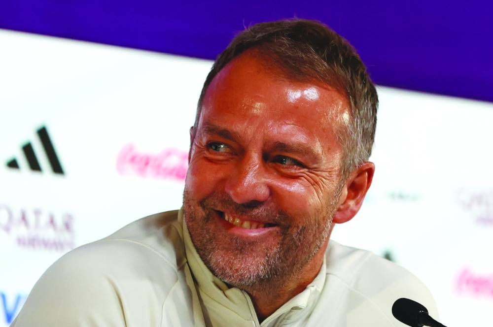 Germany coach Hansi Flick at a press conference yesterday. (Reuters)