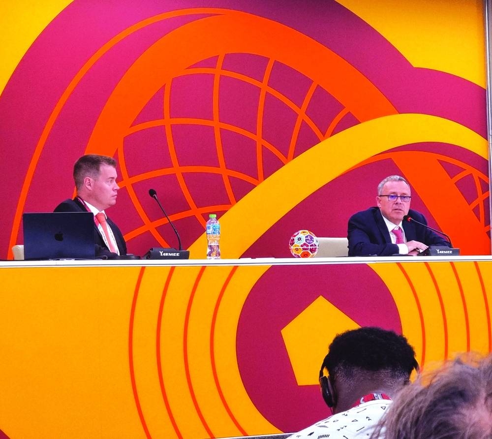 Stephenson and Trenkel at the press briefing. PICTURE: Joey Aguilar