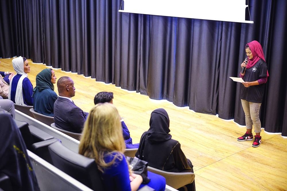 Her Highness Sheikha Moza at the launch of the 'One Million and One' campaign. PICTURES: AR al-Baker