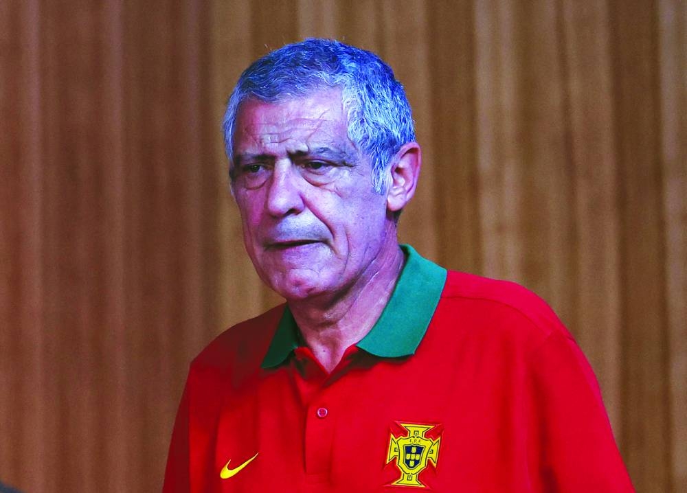 Portugal coach Fernando Santos attends a press conference in Doha yesterday.