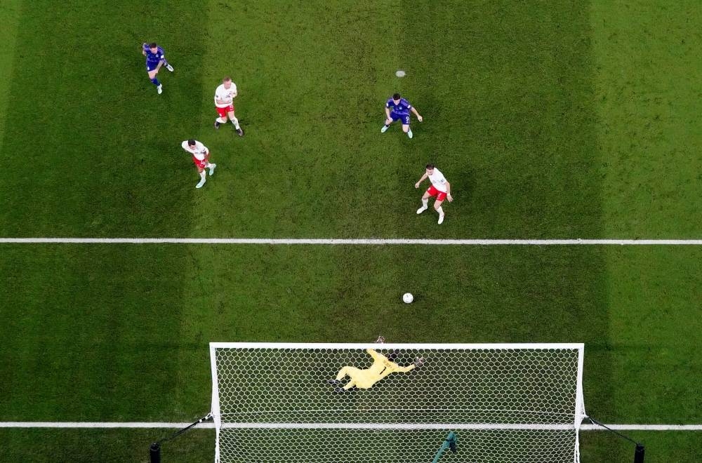 Argentina's Alexis Mac Allister scores their first goal against Poland in the FIFA World Cup Qatar 2022 Group C match at Stadium 974, Doha, Wednesday.