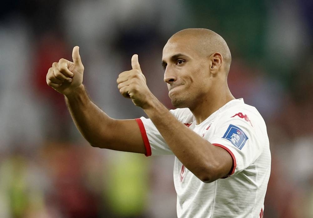 Tunisia's Wahbi Khazri looks dejected after the match as Tunisia are eliminated from the World Cup.