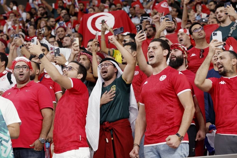 Tunisia fans inside Education City Stadium before the match on Wednesday.