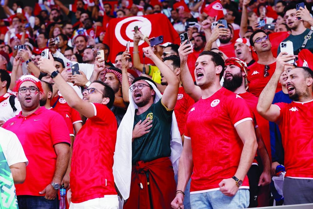 Tunisia fans inside Education City Stadium before the match on Wednesday.