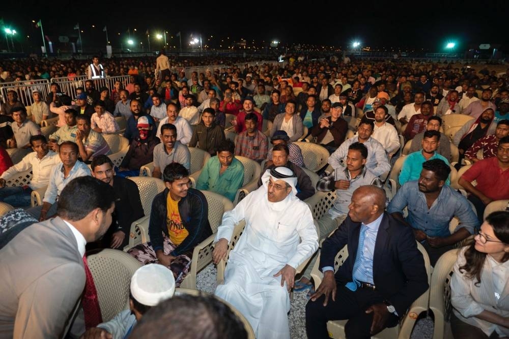 HE Dr Ali bin Smaikh al-Marri and Gilbert Houngbo during their visits to a fan zone and Barahat Al Janoub.
