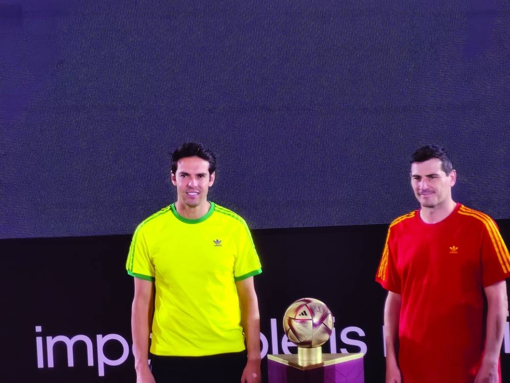 Football legends Kaka and Casillas unveil 'Al Hilm' at the special event yesterday. PICTURE Joseph Varghese