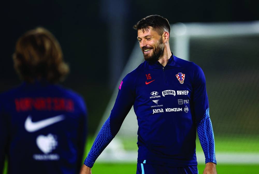 Croatia’s Bruno Petkovic during a training session in Doha. (Reuters)