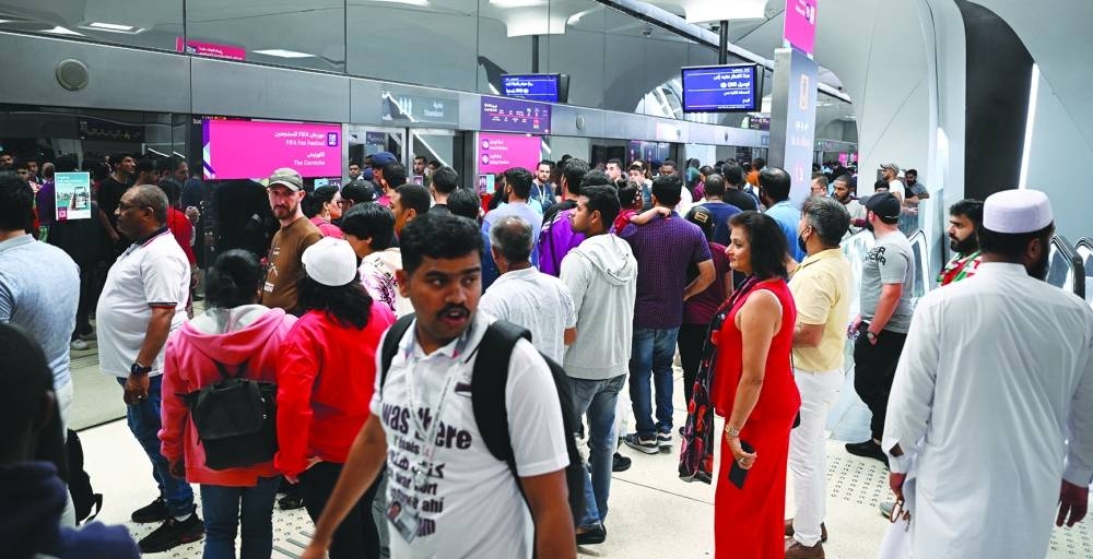 Fans at a Metro station.