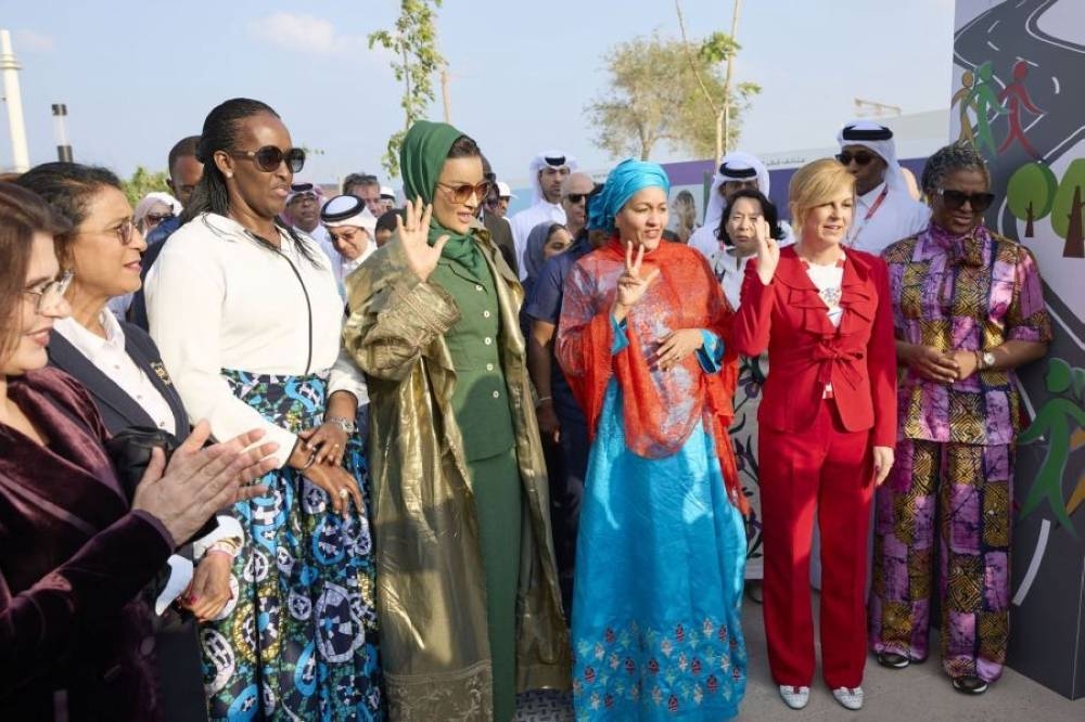 Her Highness Sheikha Moza bint Nasser attends the closing event of the EAA’s Scoring 4 the Goals campaign. PICTURE: A R al-Baker