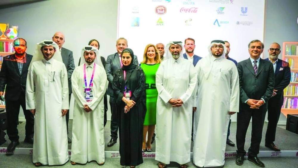 HE Sheikh Dr Faleh bin Nasser bin Ahmed bin Ali al-Thani with other dignitaries and officials.