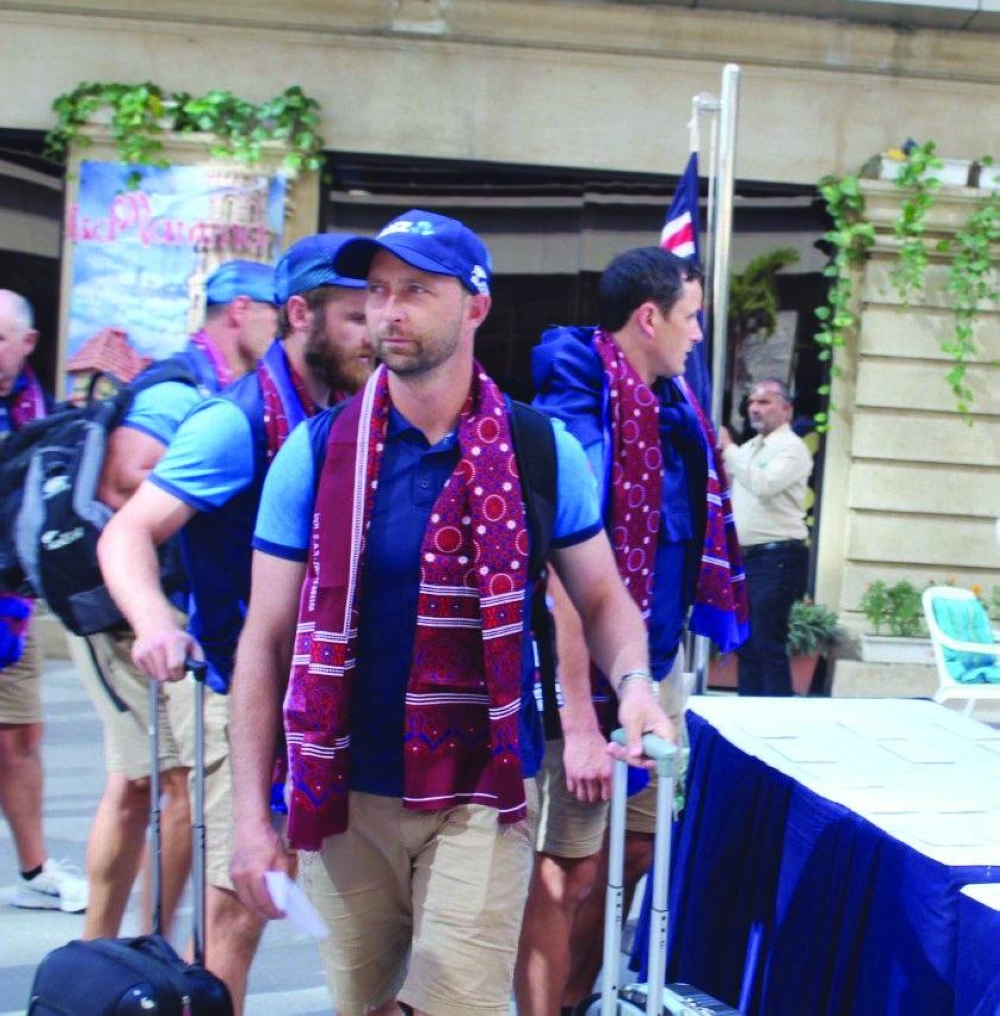 Batsman and wicketkeeper Devon Conway is seen on arrival in Karachi with the New Zealand cricket team. (@Therealpcb)