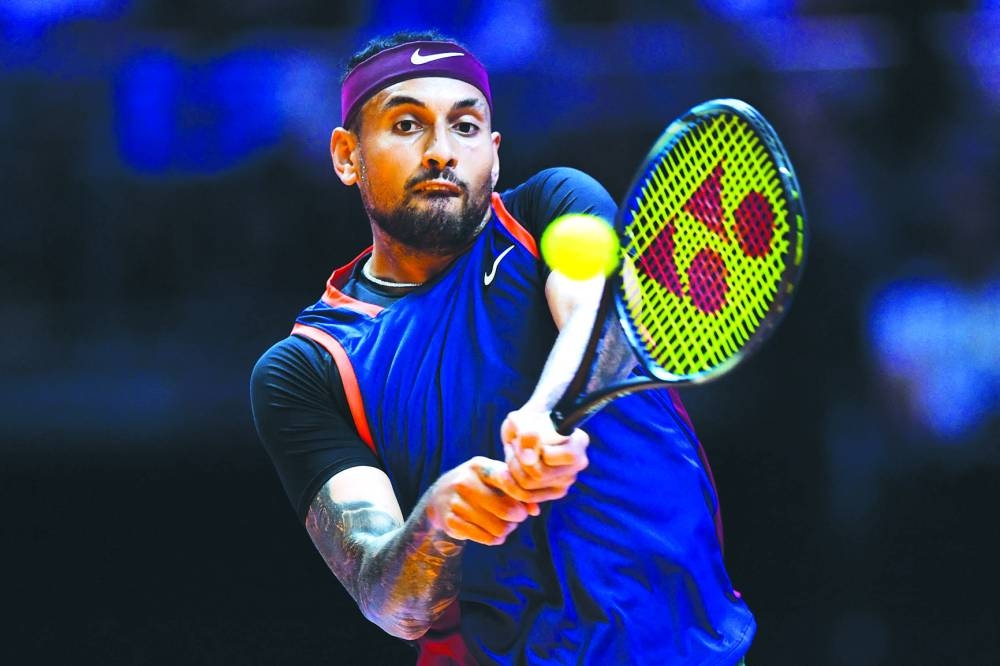 Australia’s Nick Kyrgios in action against Bulgaria’s Grigor Dimitrov at Dubai Coca-Cola Arena in the UAE. (AFP)