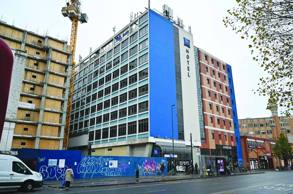 A general view shows the Ibis Budget Hotel in east London, which is being used to temporarily accommodate asylum seekers.
