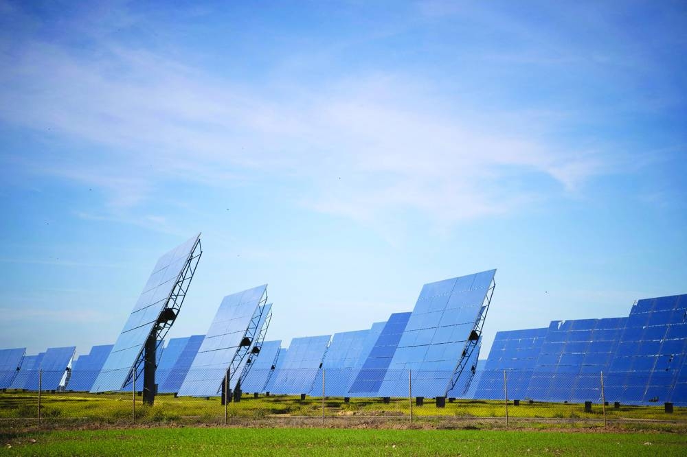 The reflectors of a solar power tower at Atlantica Yield solar plant in Sanlucar La Mayor.