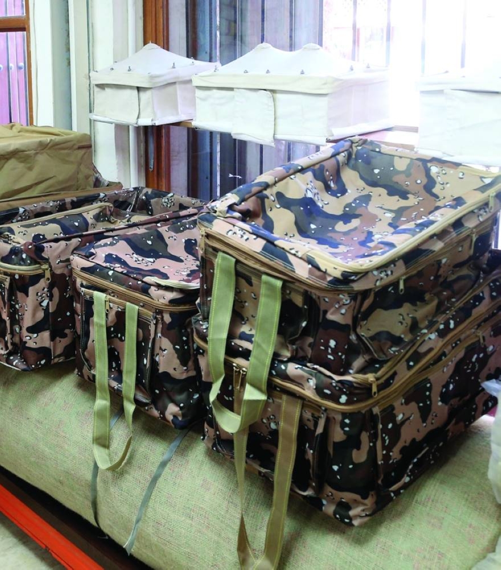 Equipment needed for camping include an electricity generator, portable cabins, tents and other furnishing items.