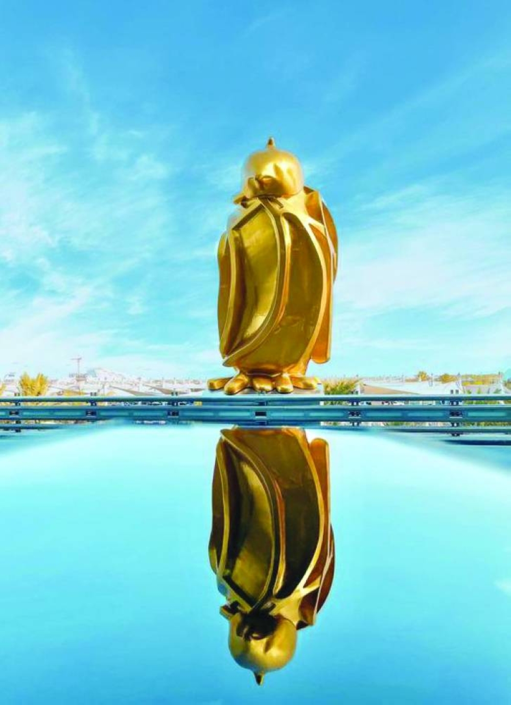 'Falcon' by Dutch artist Tom Claassen stands at Hamad International Airport. Some 34% of the total number of visitors entered by land (51,000); 6% by sea (10,000), and 59% by air (88,000) via the airport.  PICTURE: VisitQatar
