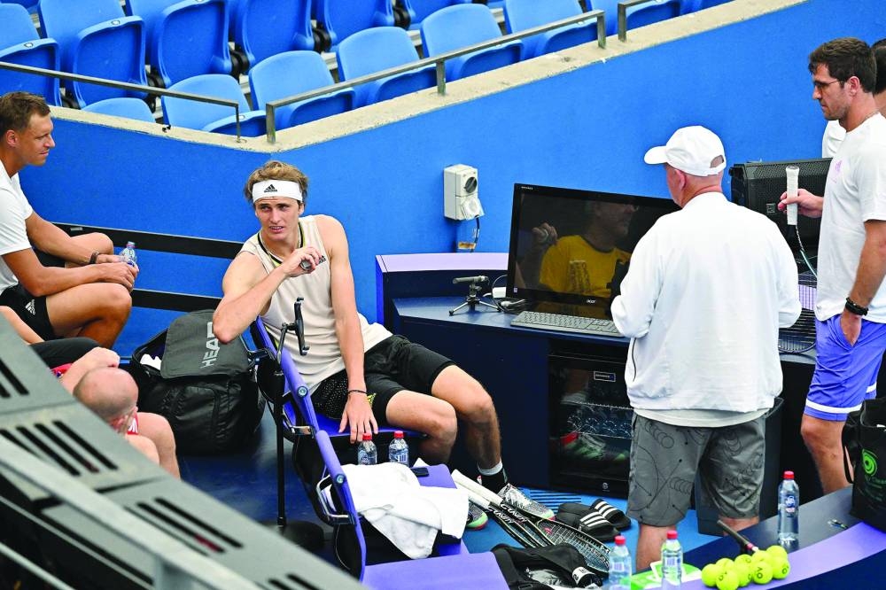 Alexander Zverev of Germany relaxes after a practice session at the Tennis Centre in Sydney ahead of the United Cup which kicks off today. The United Cup - a joint ATP and WTA event - will end on Jan 8, 2023. (AFP) 