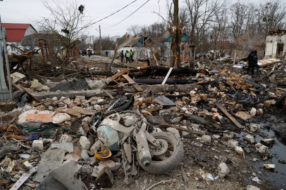 A general view of a site of a residential house damaged during a Russian missile strike, amid Russia’s attack on Ukraine, in Kyiv, Ukraine December 29, 2022. (REUTERS)