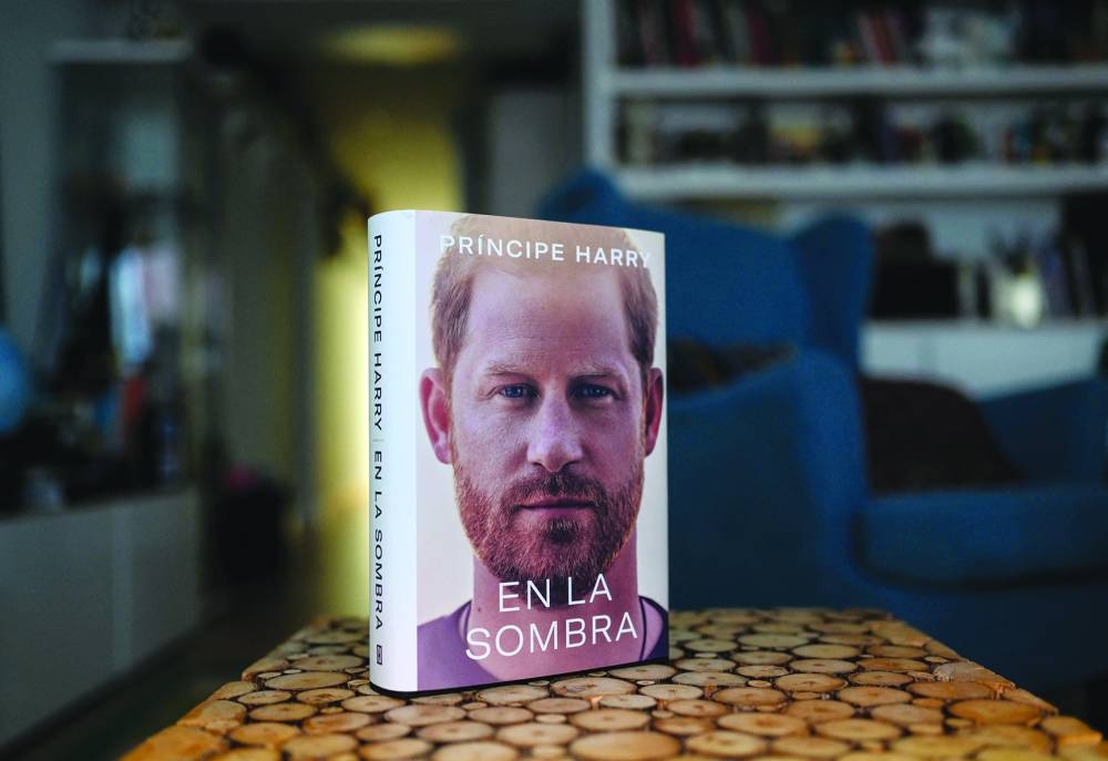 A copy of the En la sombra (In the shadow) Spanish version of Prince Harry’s autobiography Spare is pictured at a reader’s home in Madrid.