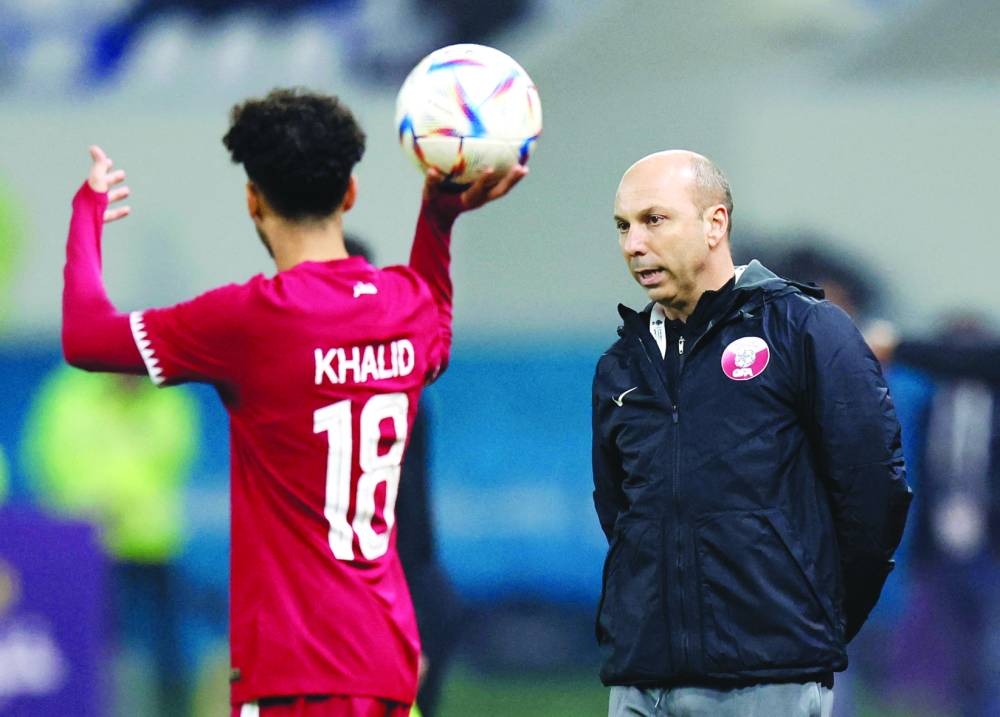 Qatar coach Bruno Pinheiro during the match against Bahrain. (Reuters)