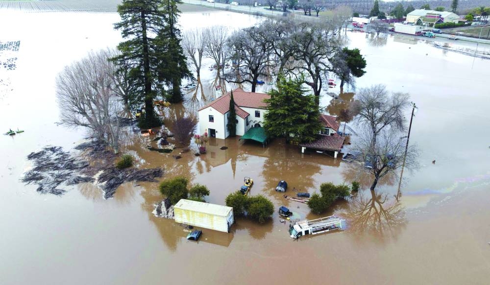 A home partially underwater in Gilroy, California.