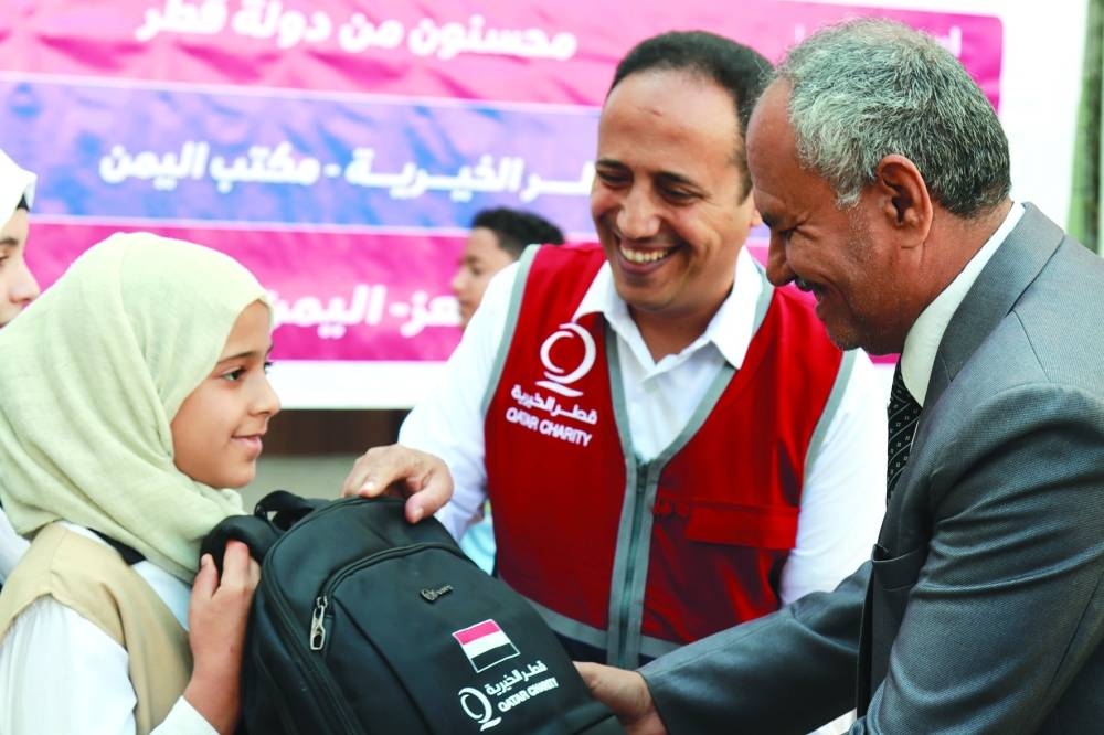 Distribution of school bags among students.