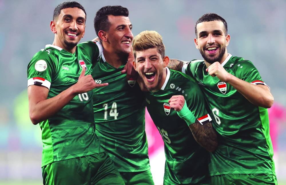 Iraq players in buoyant mood after beating Yemen 5-0 in their Arabian Gulf Cup match. Iraq have qualified for the semi-finals of the eight-team tournament.