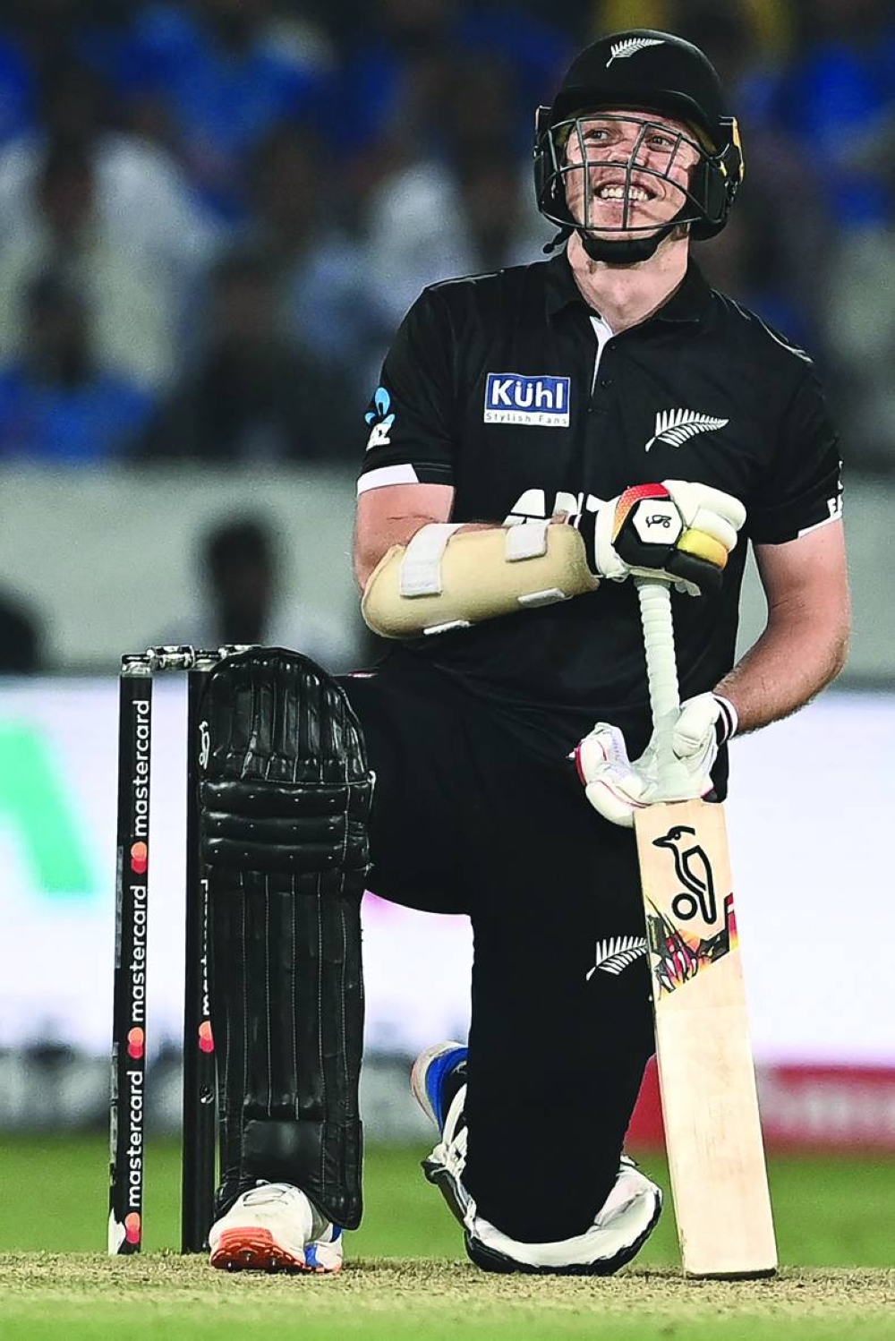 New Zealand’s Michael Bracewell reacts during the first ODI against India yesterday. (AFP) 