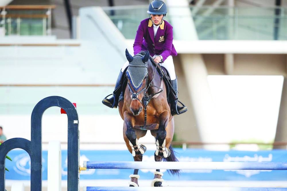 Hind AbdulHadi al-Hajiri in action in the Young Riders category. 