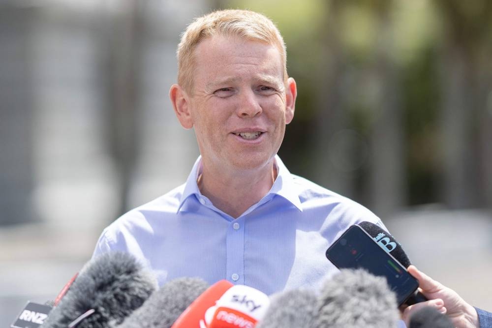 New Zealand's new Prime Minister Chris Hipkins speaks to the media outside Parliament in Wellington on January 21, 2023. (AFP)