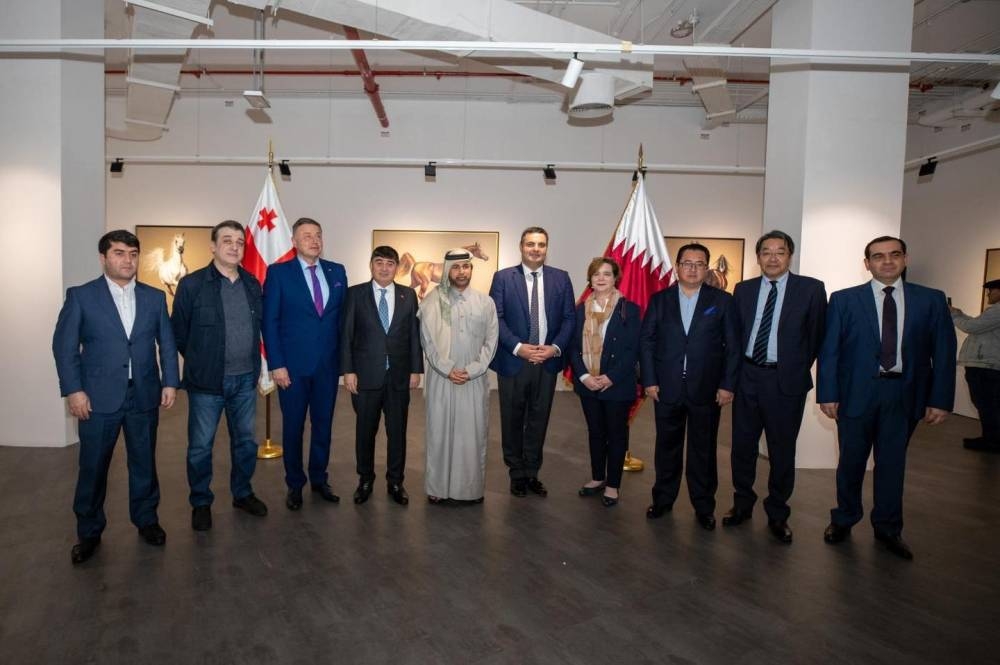 Prof Khalid bin Ibrahim al-Sulaiti (5th from left) and Georgian ambassador Nikoloz Revazishvili (6th from left) with Mikheil Eristavi (2nd from left) and other ambassadors of from different embassies in Doha.