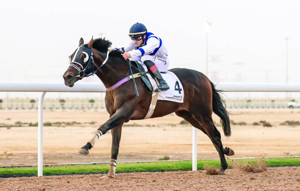 Jockey Marco Casamento leads Wukair to Ras Rokn Island Cup victory at the Al Uqda Racecourse on Wednesday.