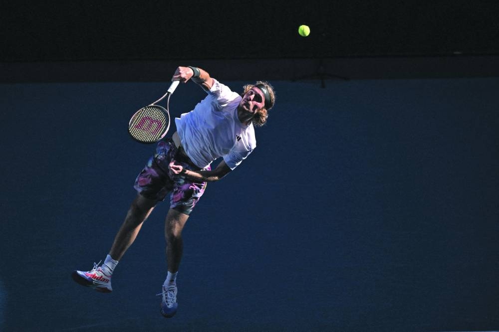 Greece’s Stefanos Tsitsipas during his win over Russia’s Karen Khachanov in Melbourne yesterday. (AFP)