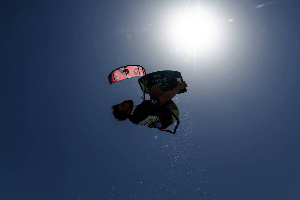 Visitors will be treated to an exhilarating display of freestyle kiting, which focuses on big air tricks, loops and jumps at the Visit Qatar GKA Freestyle Kite World Cup 2023, set to be launched today at Fuwairit Kite Beach. PICTURE: Qatar Tourism