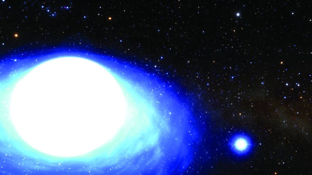 An undated illustration shows the binary star system CPD-29 2176, located about 11,000 light years from Earth. (Reuters)