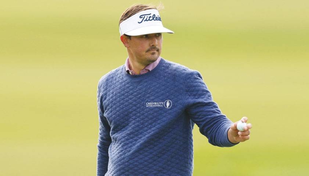 Hank Lebioda of the US reacts during the first round of the AT&T Pebble Beach at Monterey Peninsula Country Club in Pebble Beach, California. (AFP) 