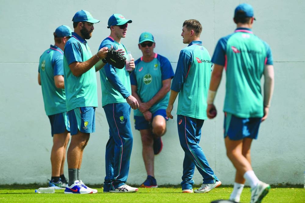 Australia's team members attend a practice session at the Vidarbha Cricket Association (VCA) Stadium in Nagpur ahead of the first Test against India. (AFP)