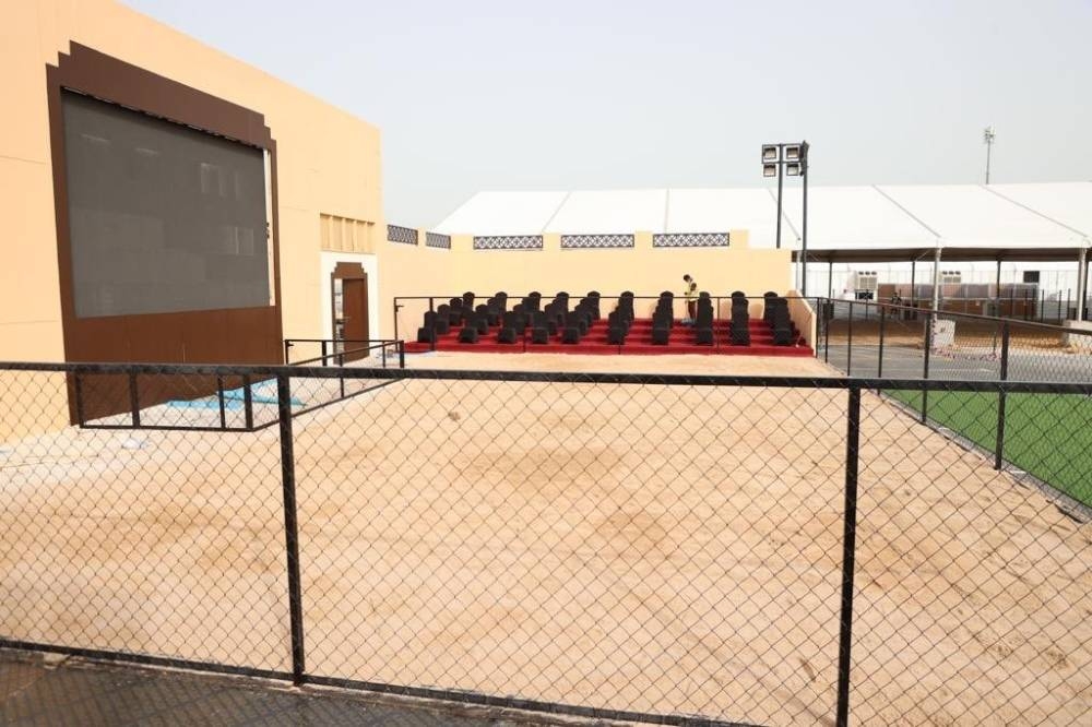 Last-minute preparations at the venue.