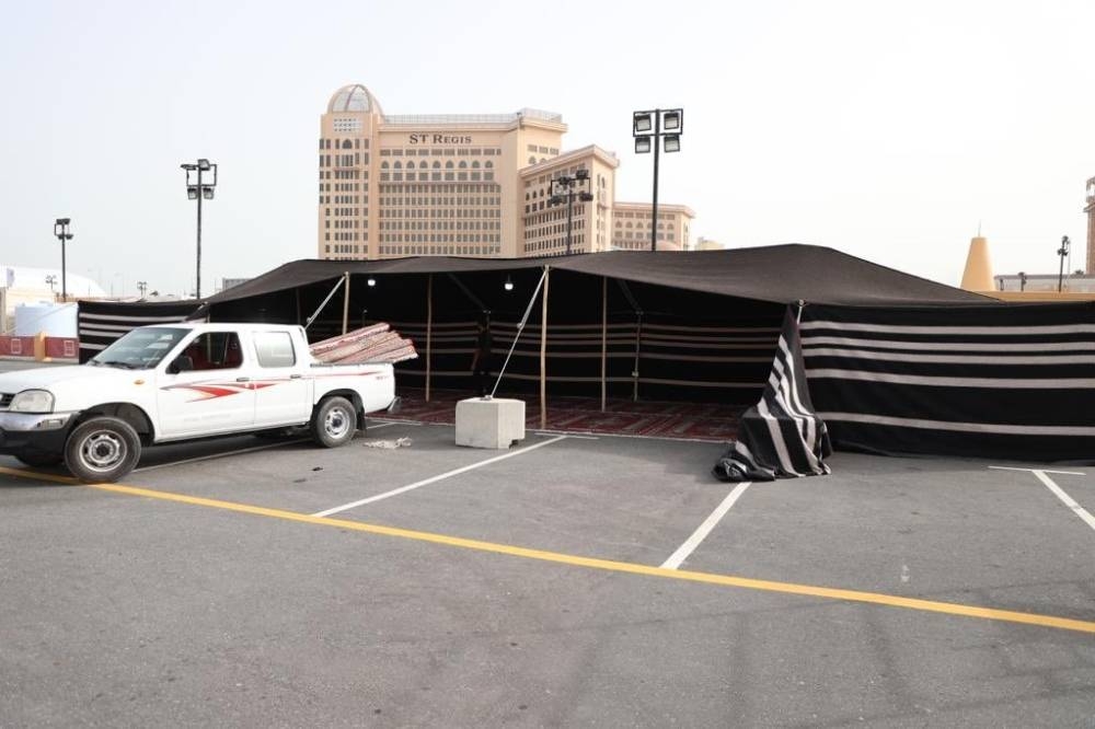 Last-minute preparations at the venue.