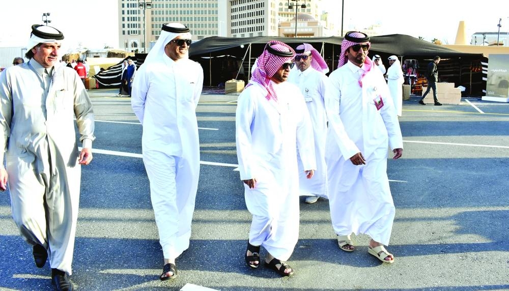 Katara general manager Prof Khalid bin Ibrahim al-Sulaiti and other officials tour Halal Qatar Festival Thursday. PICTURE: Thajudheen