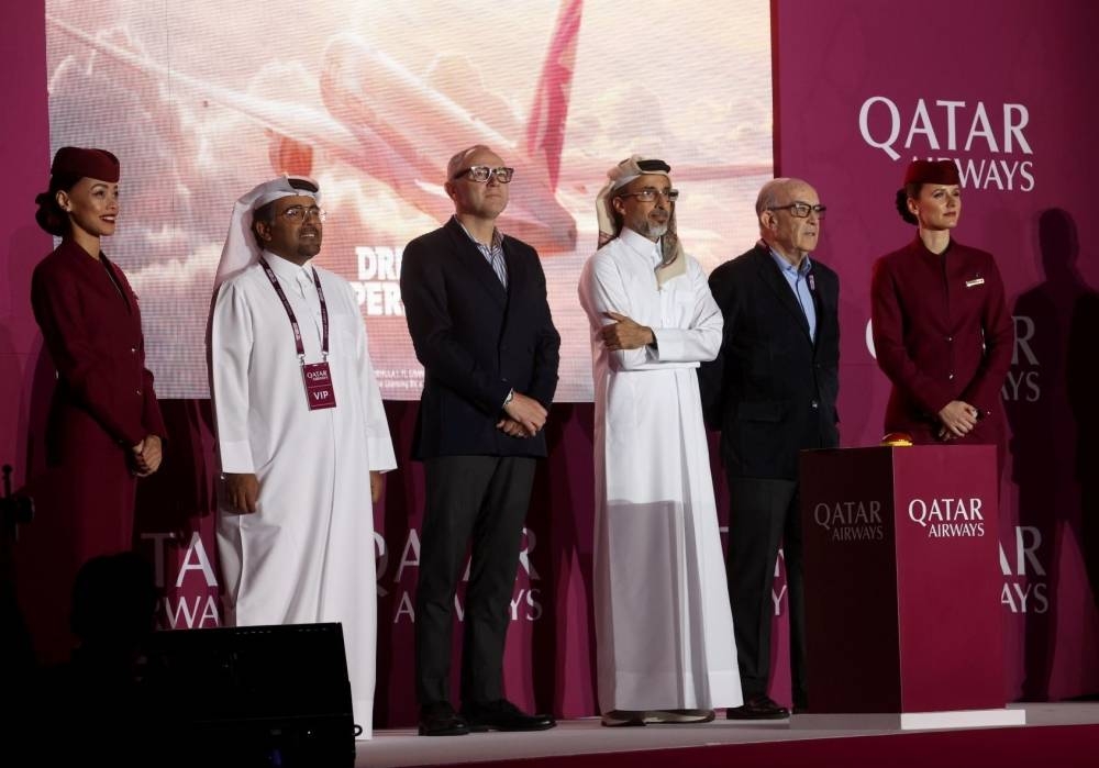 HE Salah bin Ghanem bin Nasser al-Ali with other dignitaries at the Lusail Boulevard event Wednesday. Supplied picture