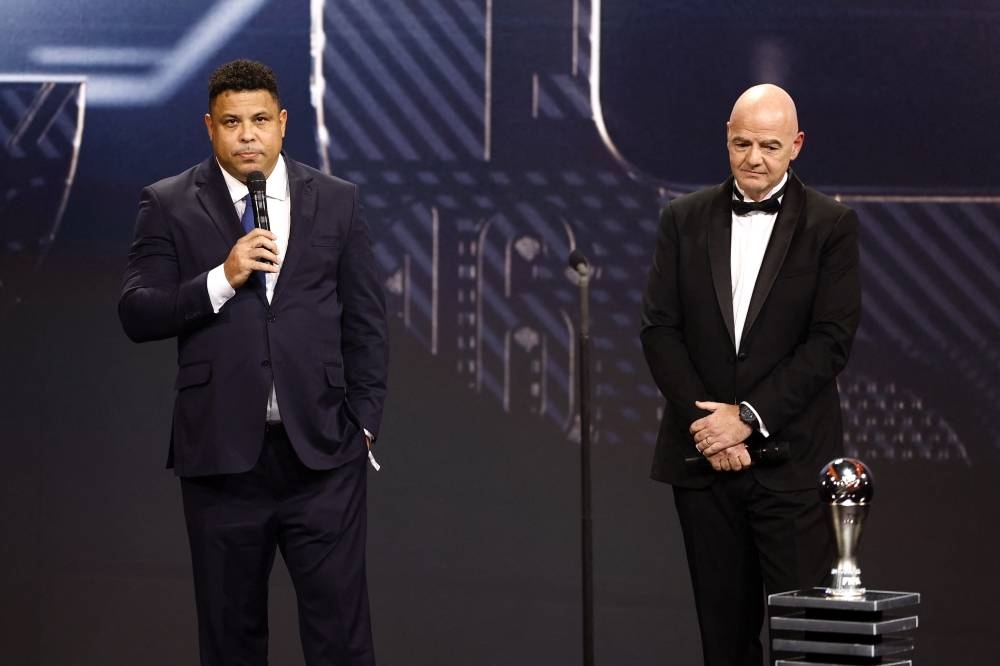 FIFA president Gianni Infantino and Ronaldo during the Best FIFA Football Awards.