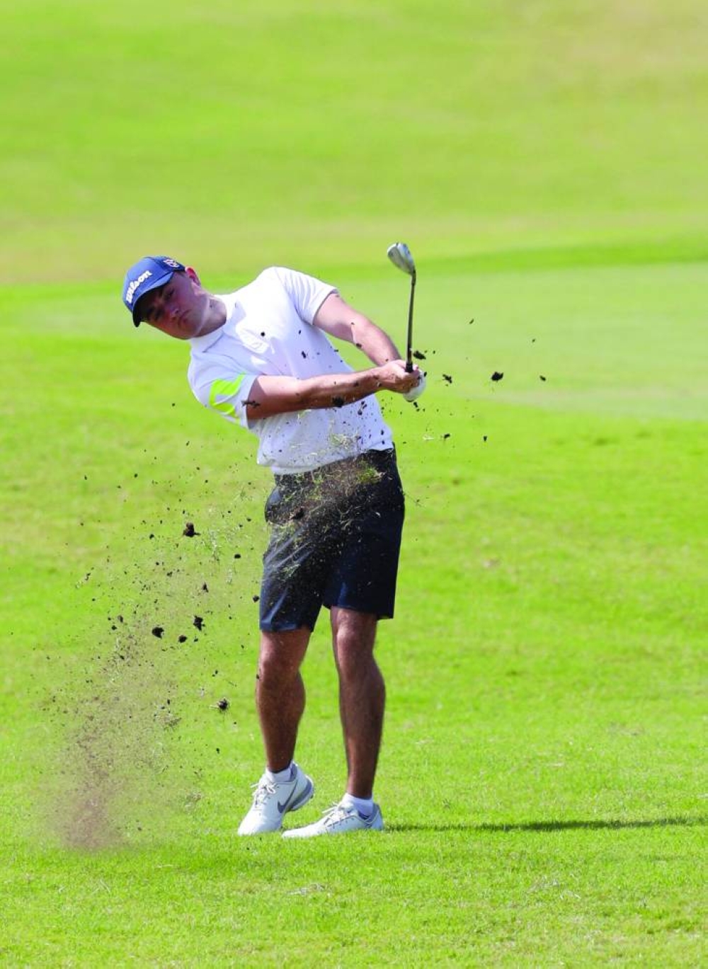 England’s Reece Goodyear plays a shot during the second round of the 37th Qatar Open Golf Amateur Championship on Friday.