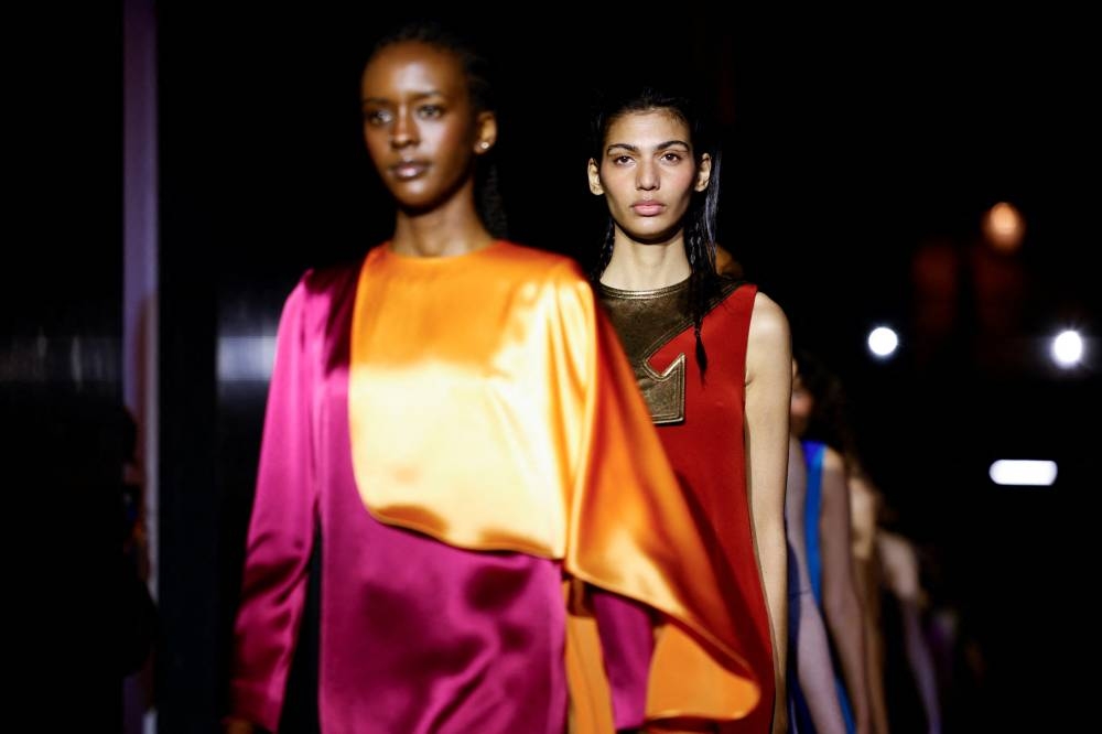 A model presents a creation of Pierre Cardin Fall-Winter 2023/2024 Women's ready-to-wear collection show during Paris Fashion Week in Paris, France, March 5, 2023. REUTERS/Sarah Meyssonnier