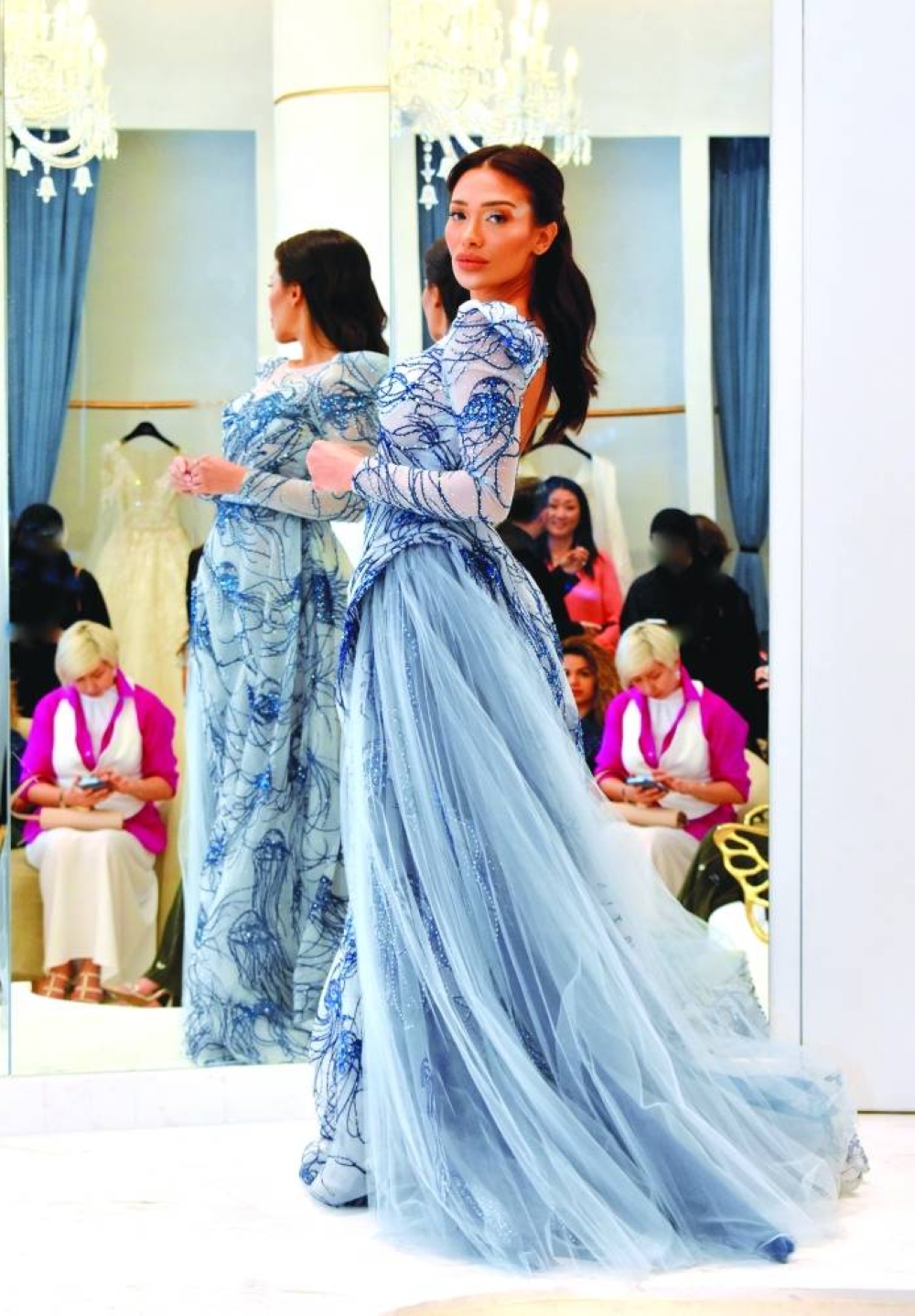 A moment from the trunk show at Amici Di Moda Tuesday. PICTURE: Thajudheen.