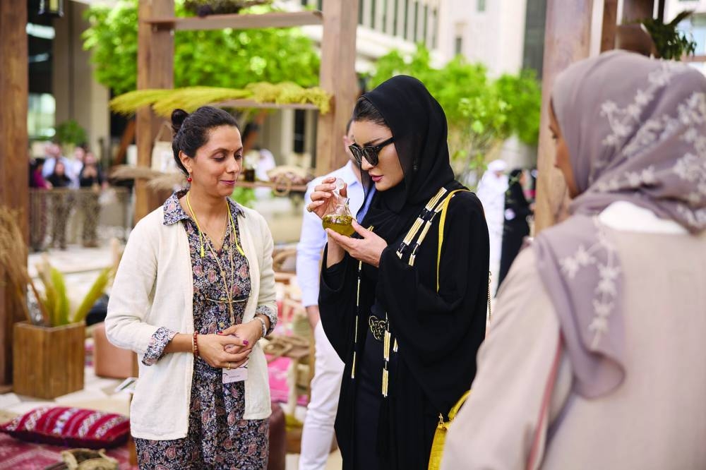 Her Highness Sheikha Moza bint Nasser tours the Earthna Village. PICTURE: AR Al-Baker.