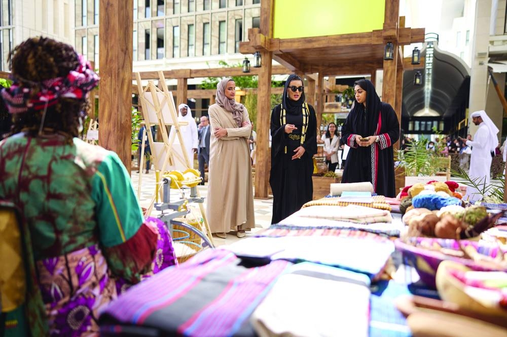 Her Highness Sheikha Moza bint Nasser tours the Earthna Village. PICTURE: AR Al-Baker.